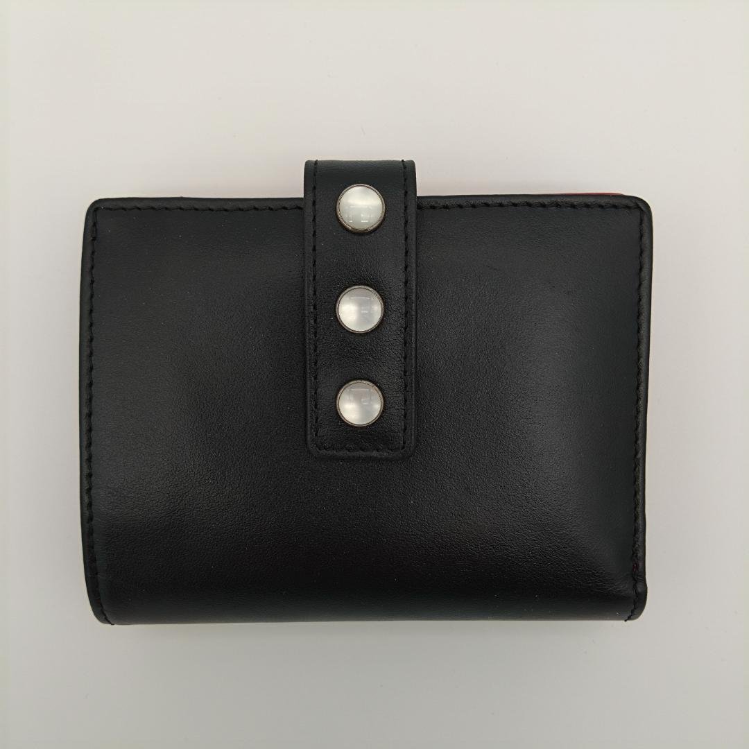 極美品 agnes b. アニエスベー 二つ折り財布 ブラック×レッド