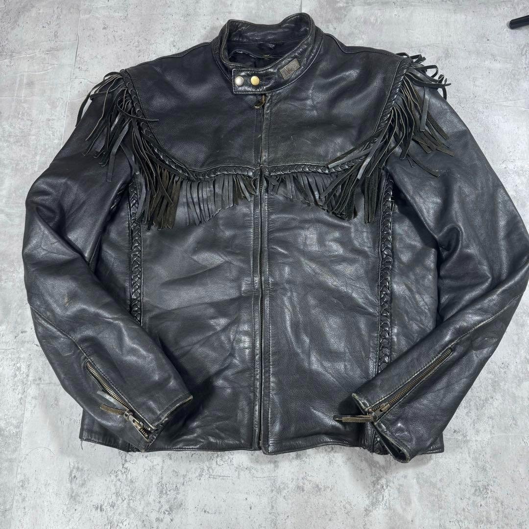 キングサイズ 44 ハーレー WillieG フリンジ ライダース レザー