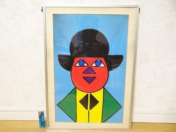 80年代 THE FATMAN WITH THE BLACK HAT クレヨン画