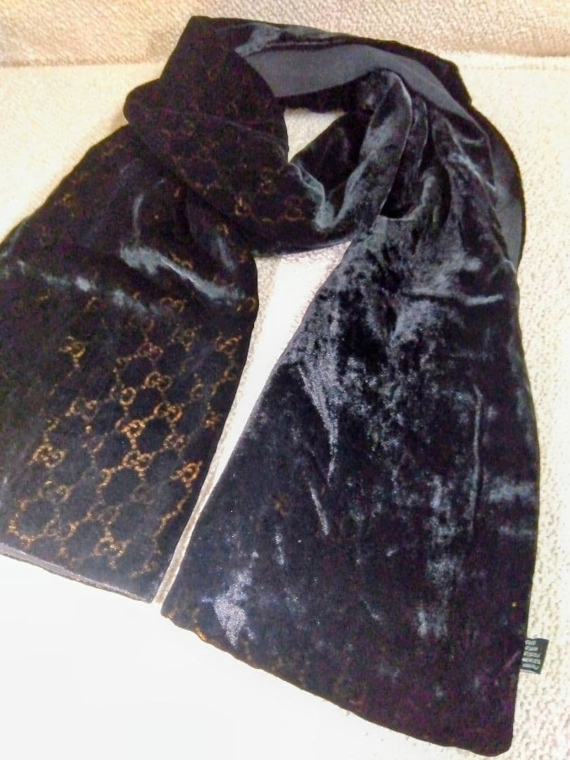GUCCI ベロア マフラー GG柄 MADE IN ITALY