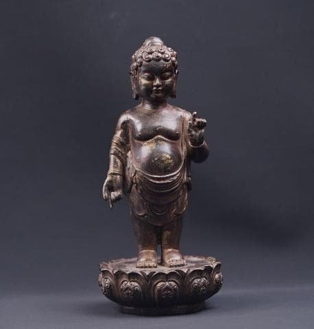 誕生仏　古銅仏像　旧家蔵出品　#672