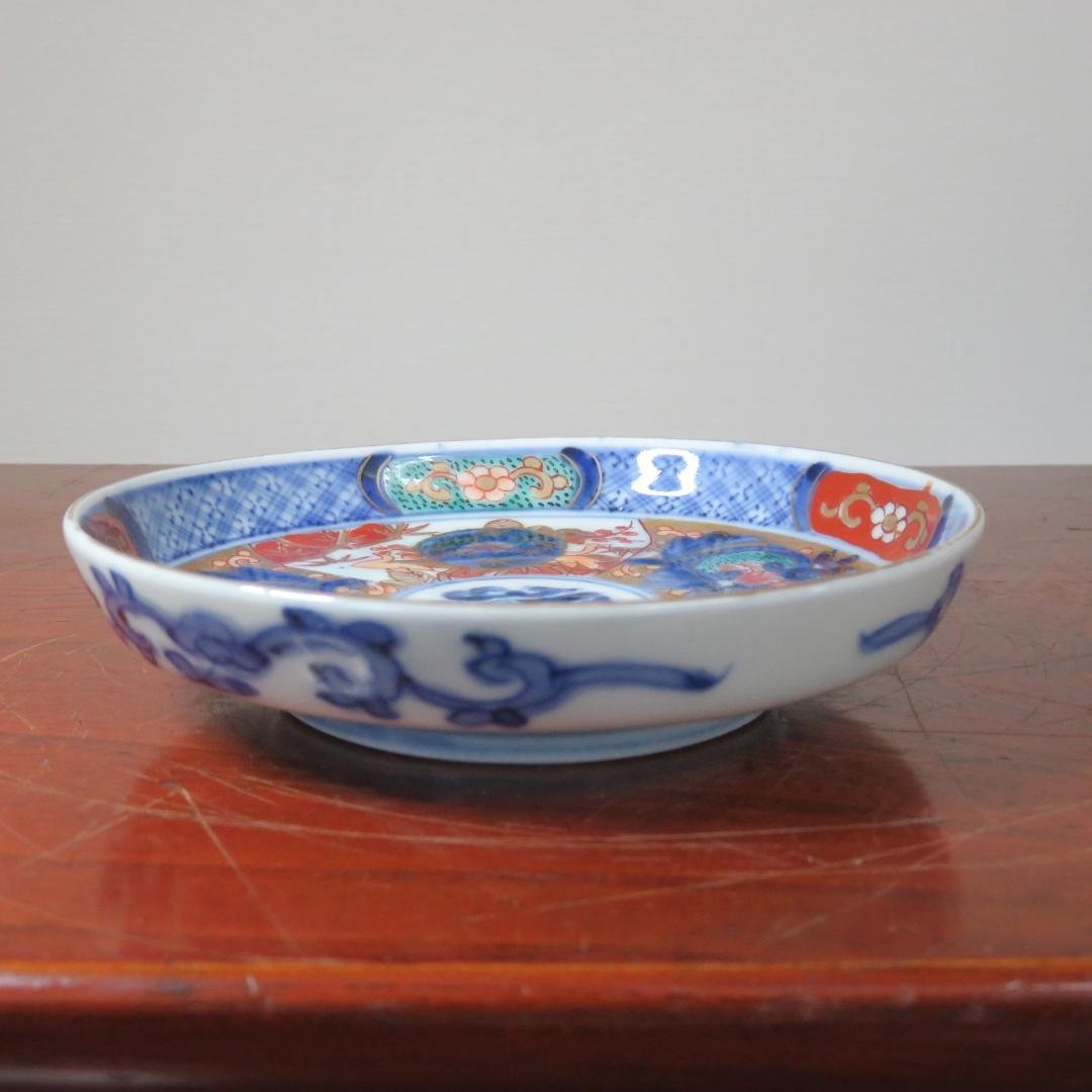 古伊万里 小皿 2枚 金彩 鶴 花文様 冨貴長春 極上品