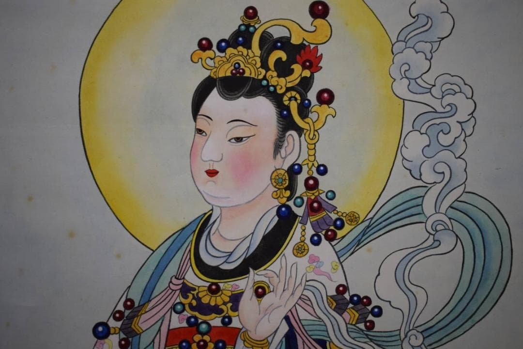 不詳/作者不詳/人物図/観音図/天女図/中国画/大幅/布袋屋掛軸HJ-837