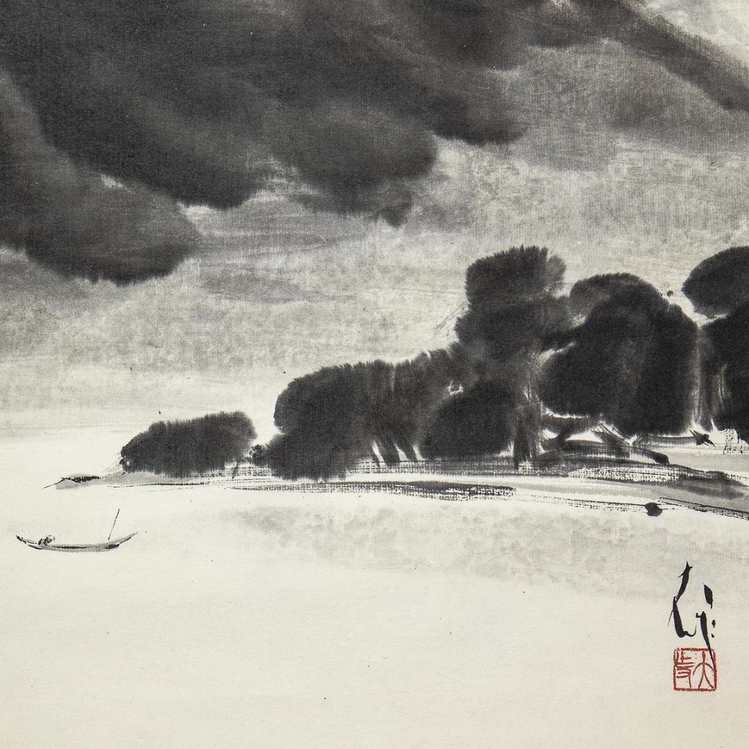 掛軸-1173　山田大作　稲葉山　共箱　二重箱