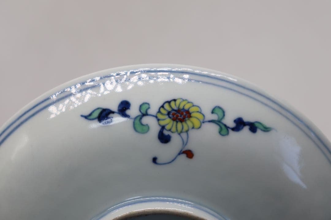 中国　とう彩　蓮&魚紋皿　大明成化年製銘　送料込み1124