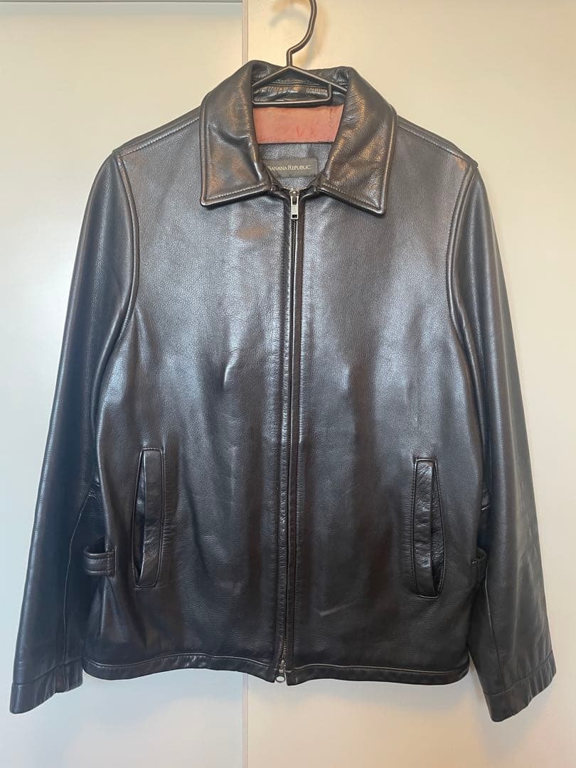 90s BANANA REPUBLIC 襟付きオールドスタイル レザージャケット