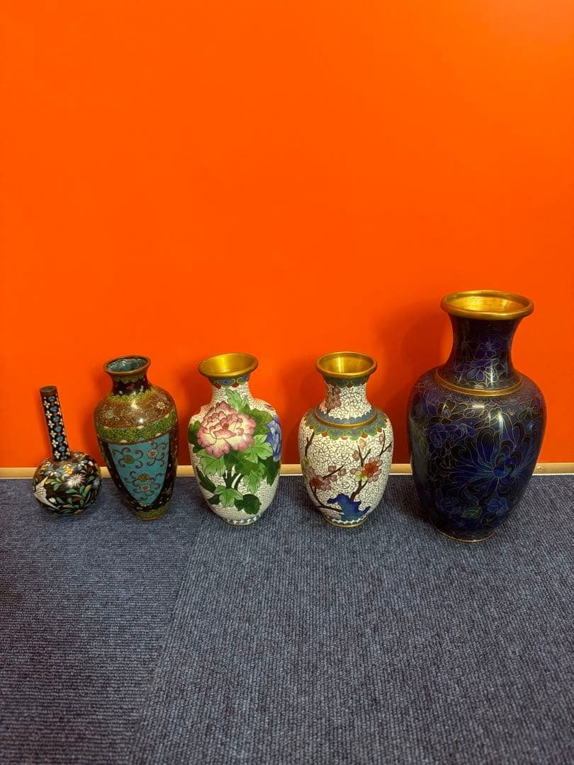 1851   七宝焼　景泰藍　花瓶5客