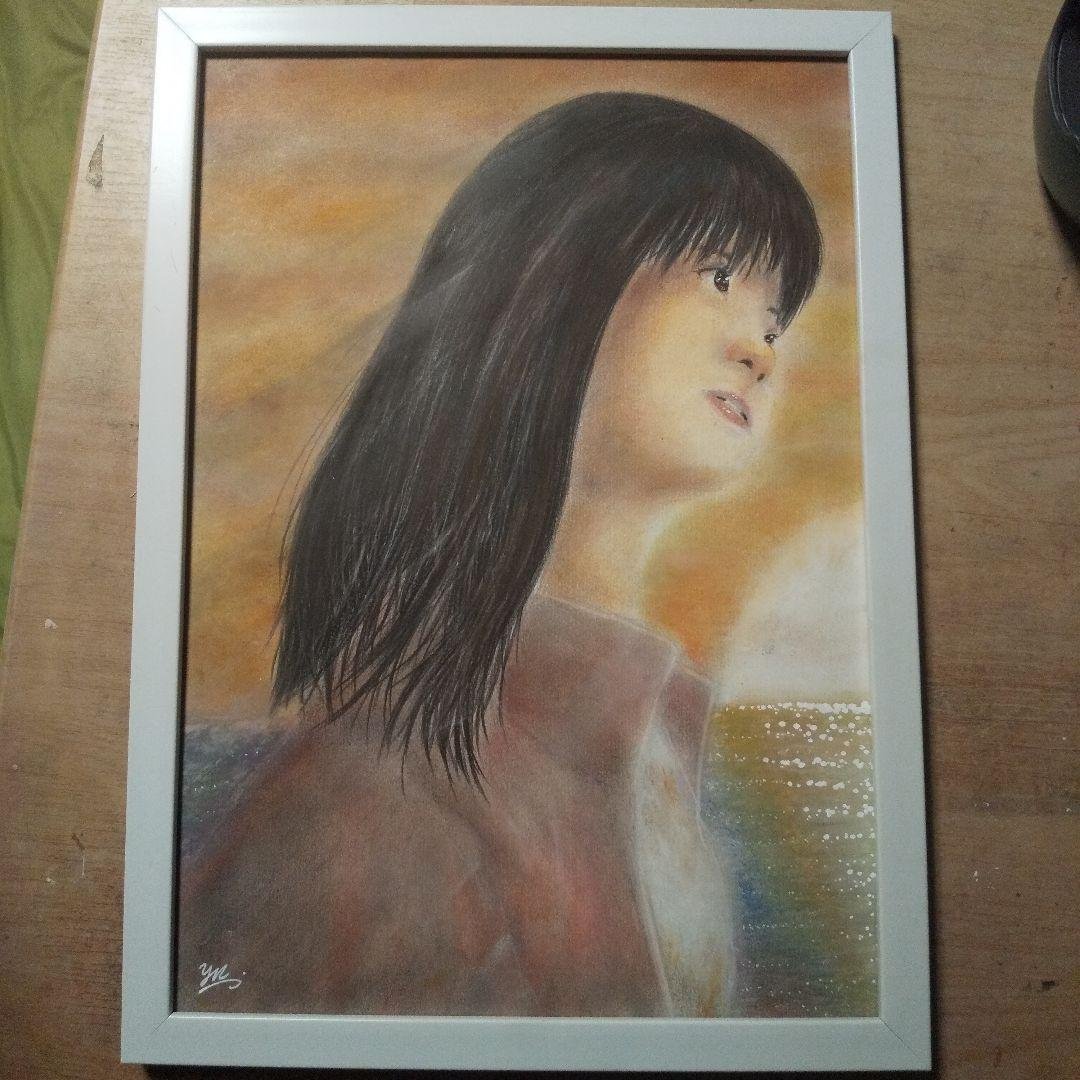 【匿名配送】絵画　「また明日」アート 原画　A4サイズ額つき