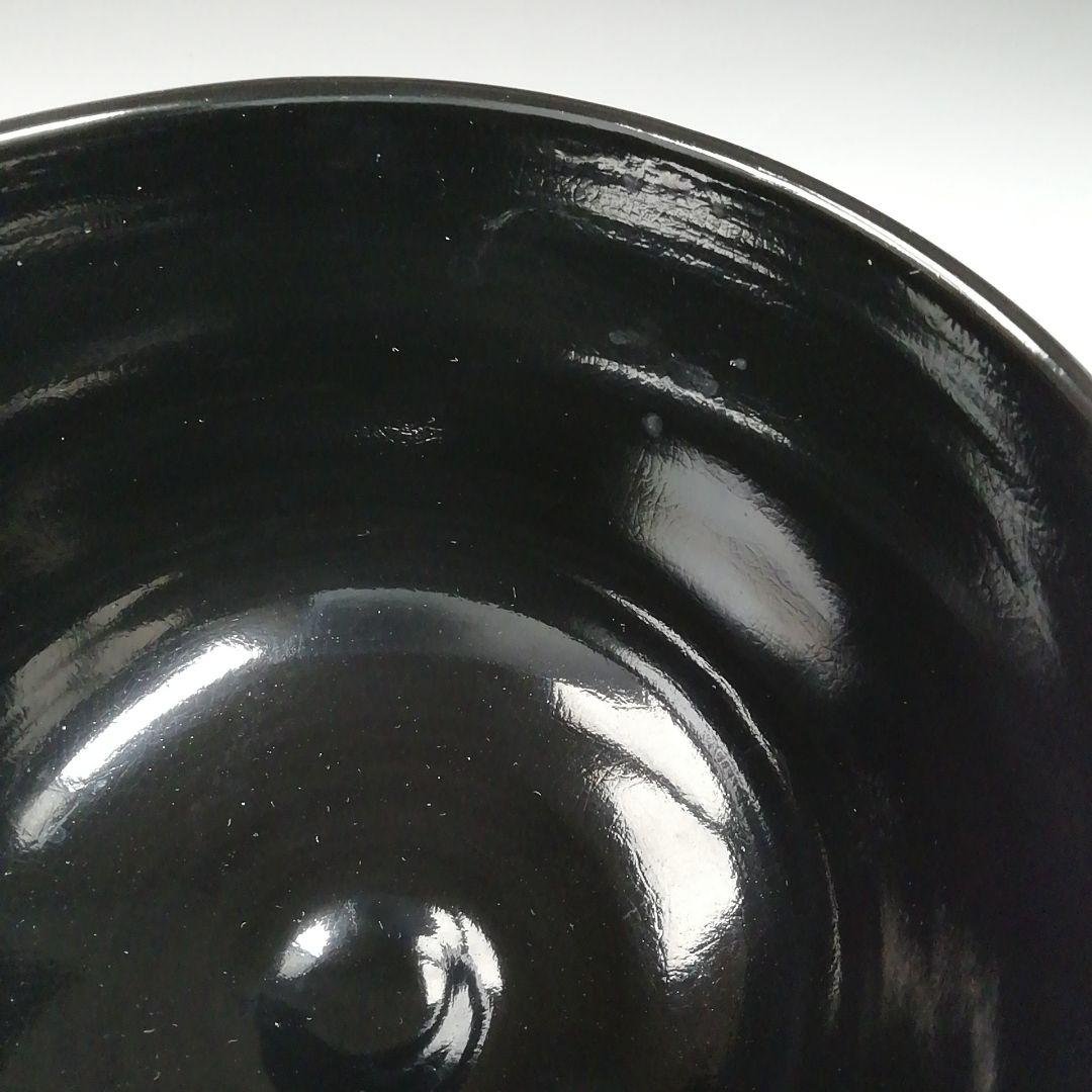 Ｔ６９７　茶碗　『仁清　黒青楓絵』『中村清彩 造』　共箱　抹茶碗　茶道具