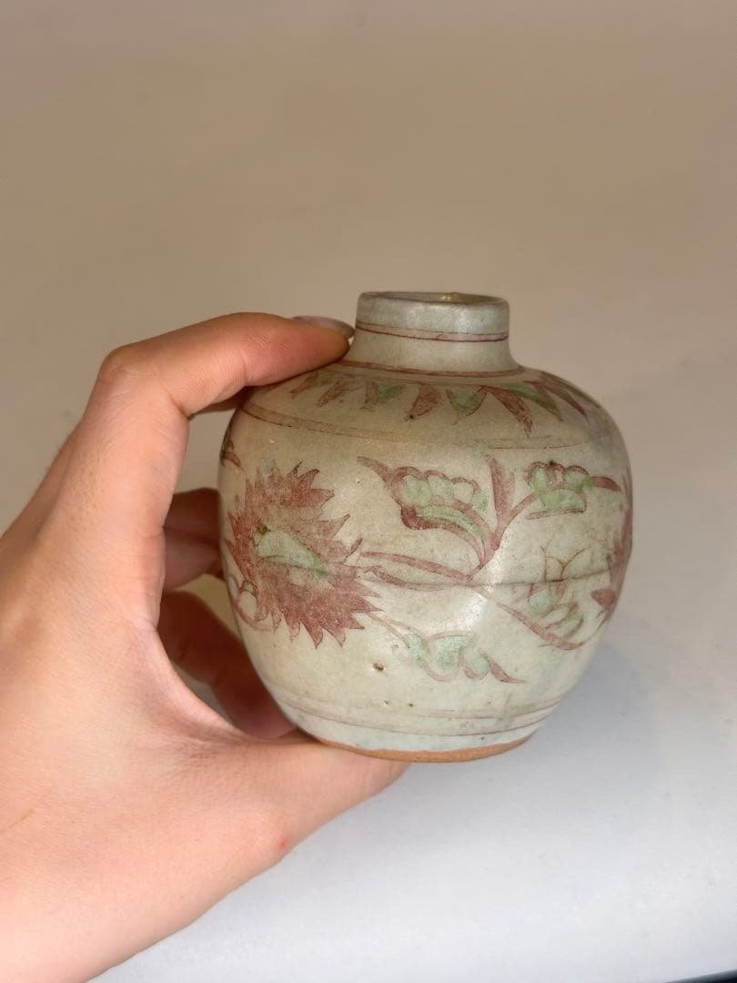 明時代 明洪武 釉裏紅 小壺茶入 中国古美術 古董品