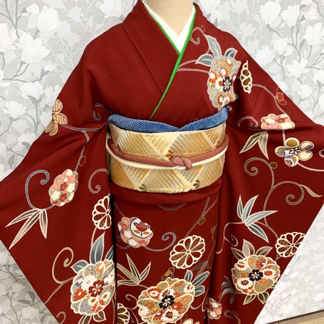 正絹 振袖セット 京友禅真紅色の振袖 成人式