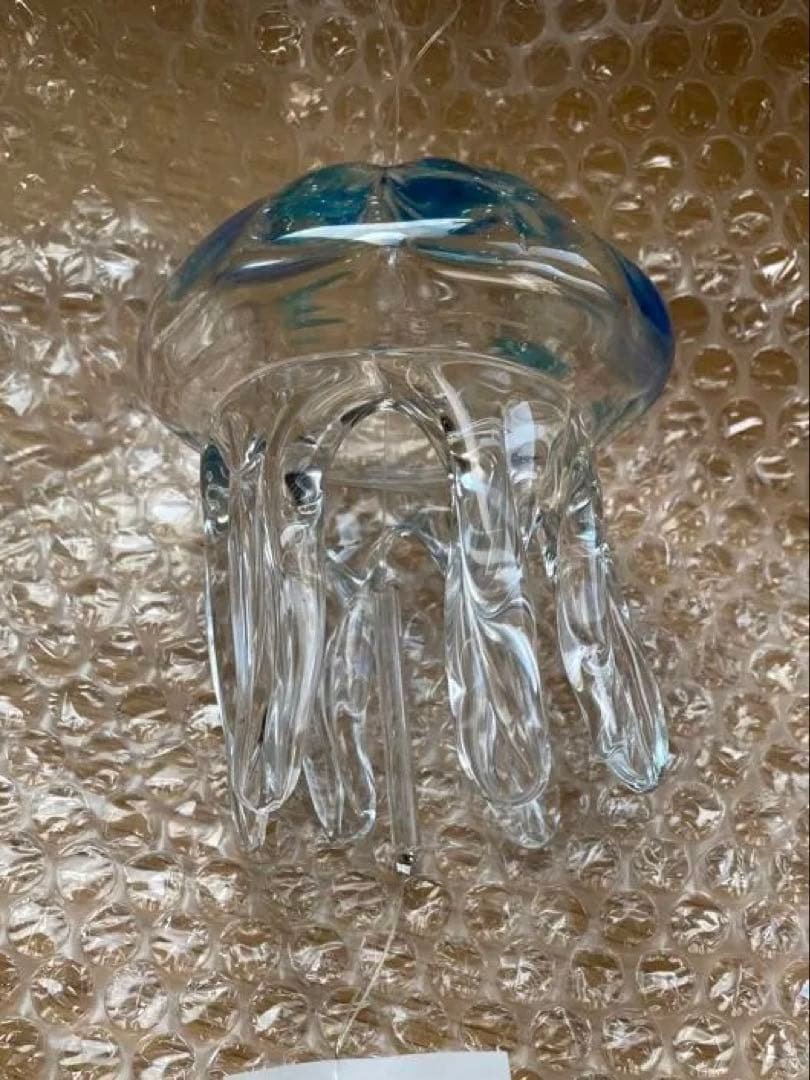 新品　くらげ風鈴　クリアブルー　ガラス細工 タクグラス クラゲ風鈴