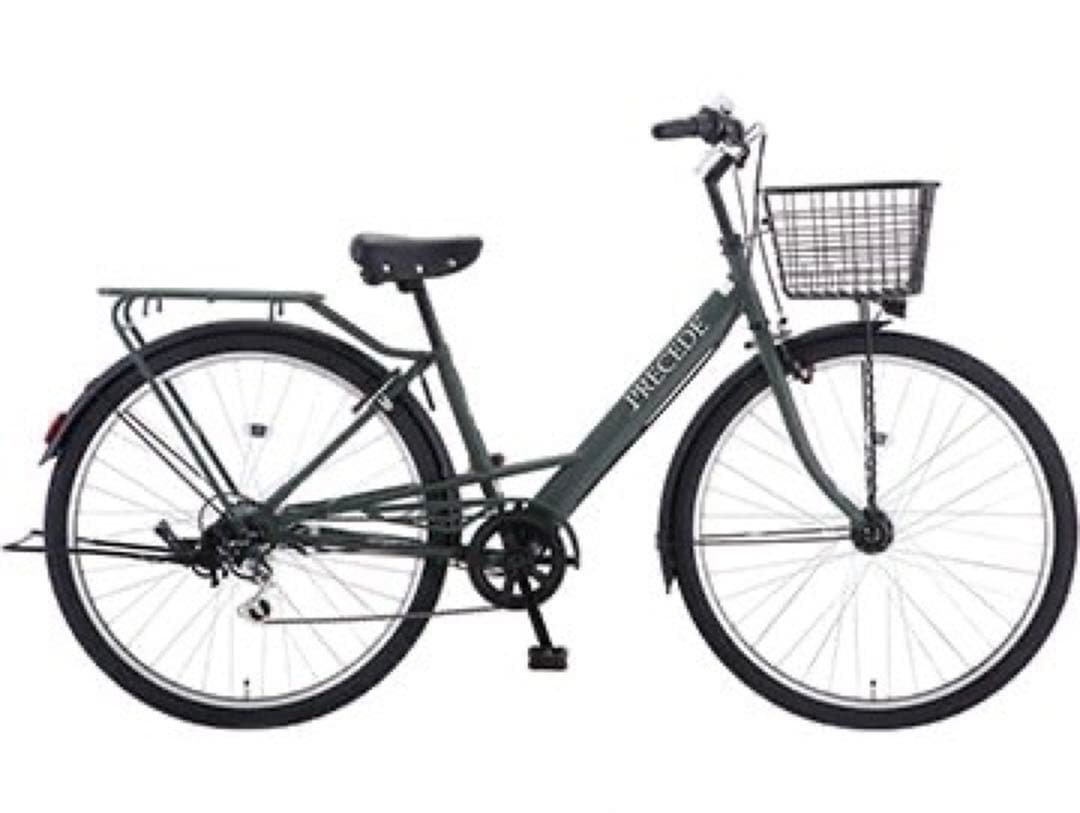 PRECEDE シティサイクル ダークグリーン 前カゴ付き