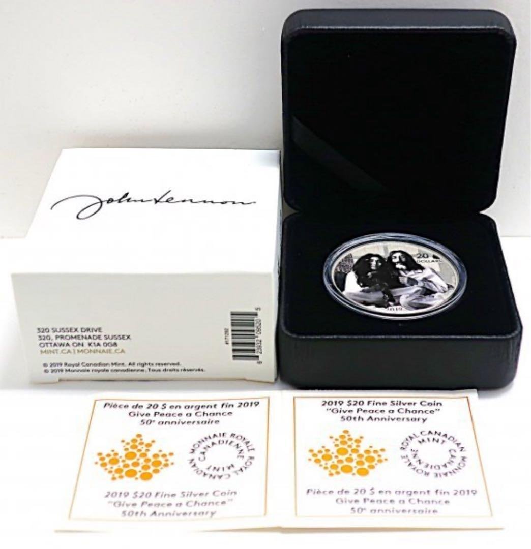 新品未使用銀貨★ジョンレノン＆ヨーコ超レア記念カナダ20ドル(2019年)