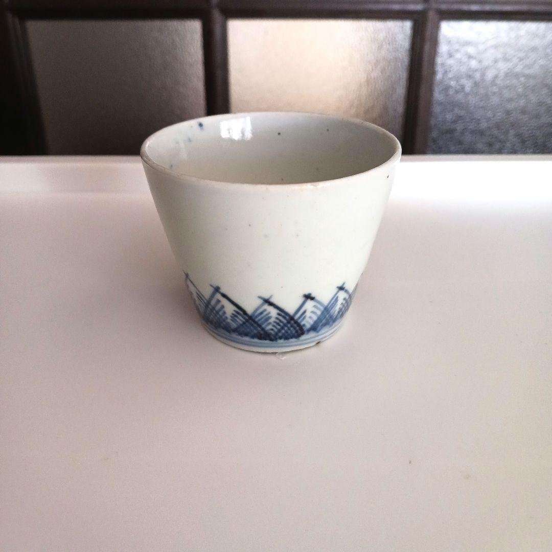 古伊万里　交叉草文図猪口　　江戸