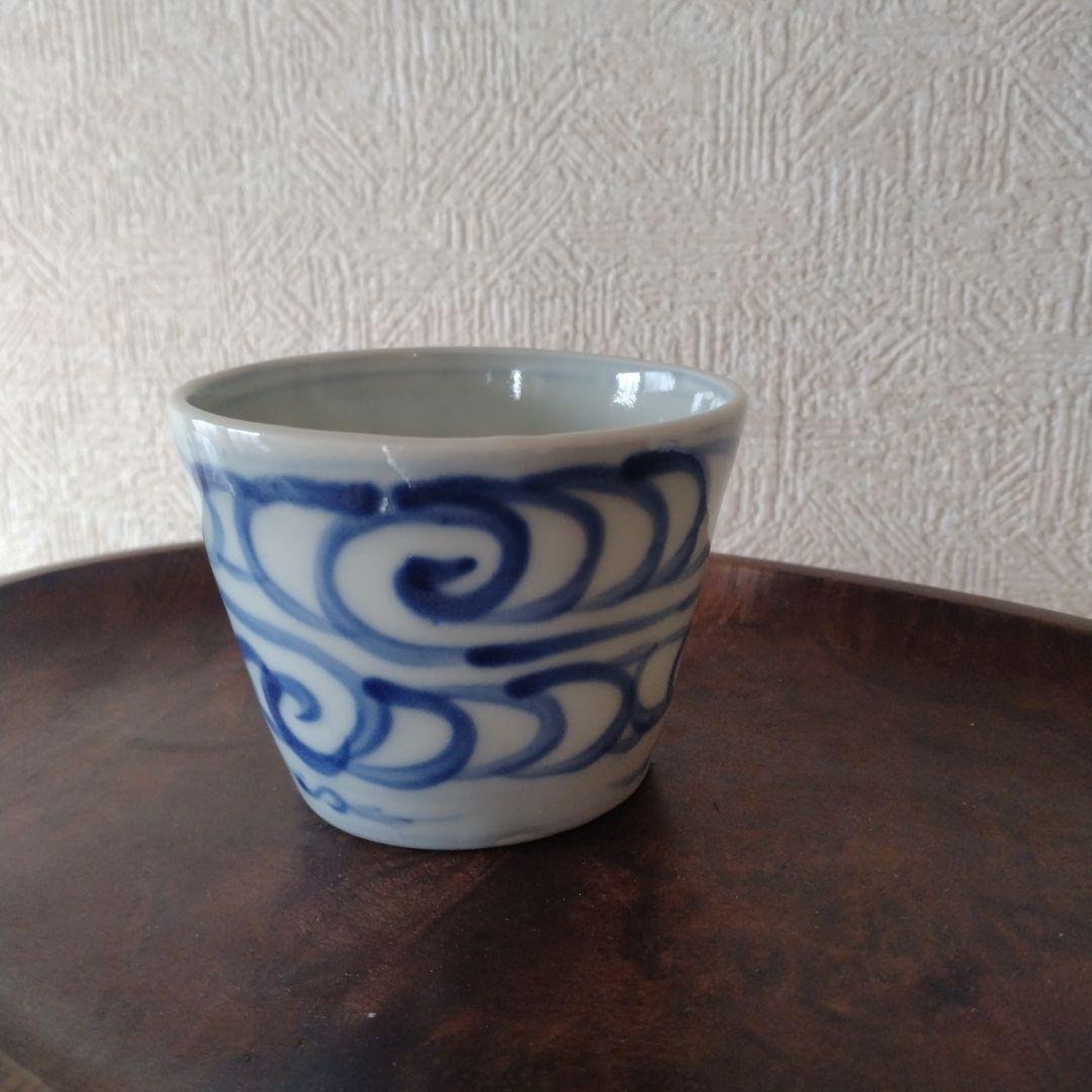 古伊万里染付渦潮文蕎麦猪口江戸時代